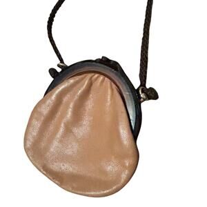 Vintage Tan brown Leather Coin Purse Crossbody Shoulder bag